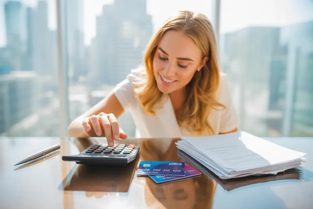 Konsultantė skaičiuoja kiek asmuo gali pasiskolinti turėdamas skolų antstoliams