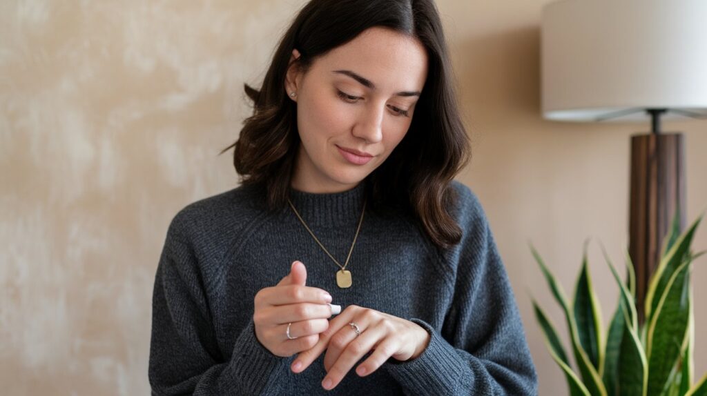 Moteris naudoja veido kremą