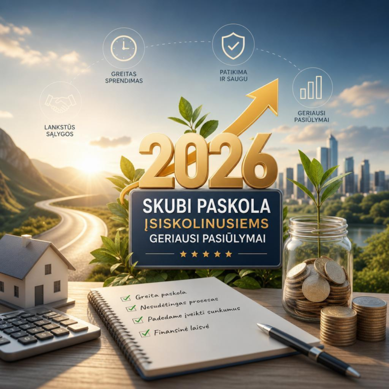 Skubi paskola įsiskolinusiems – geriausi pasiūlymai 2026 metais Skubi paskola įsiskolinusiems – geriausi pasiūlymai 2026 metais